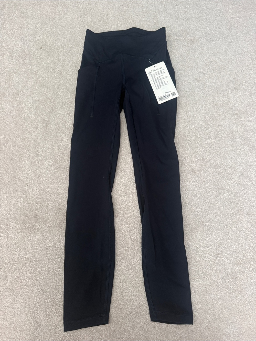 NWT Lululemon navy power thru HR tight 25”